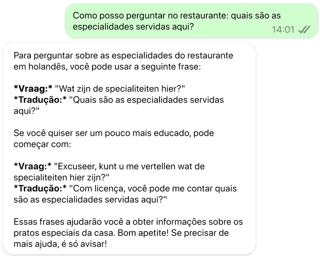 Exemplo de lição em holandês